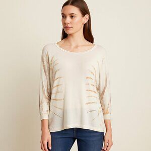 525 America Tan Beige Tie Dye Dolman Knit Top Size M Boho Oversized Lightweight